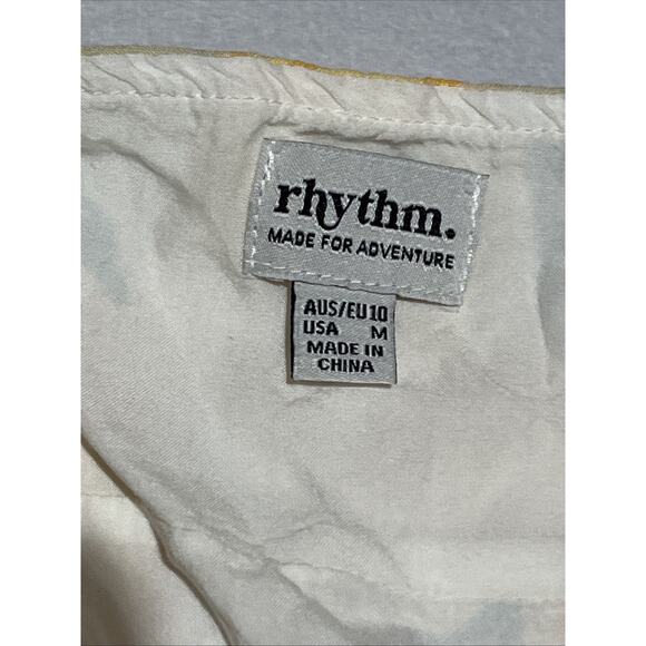 Rhythm Midi Dress Medium Yellow Floral V Neck Strappy Empire Babydoll Sundress - Picture 8 of 10